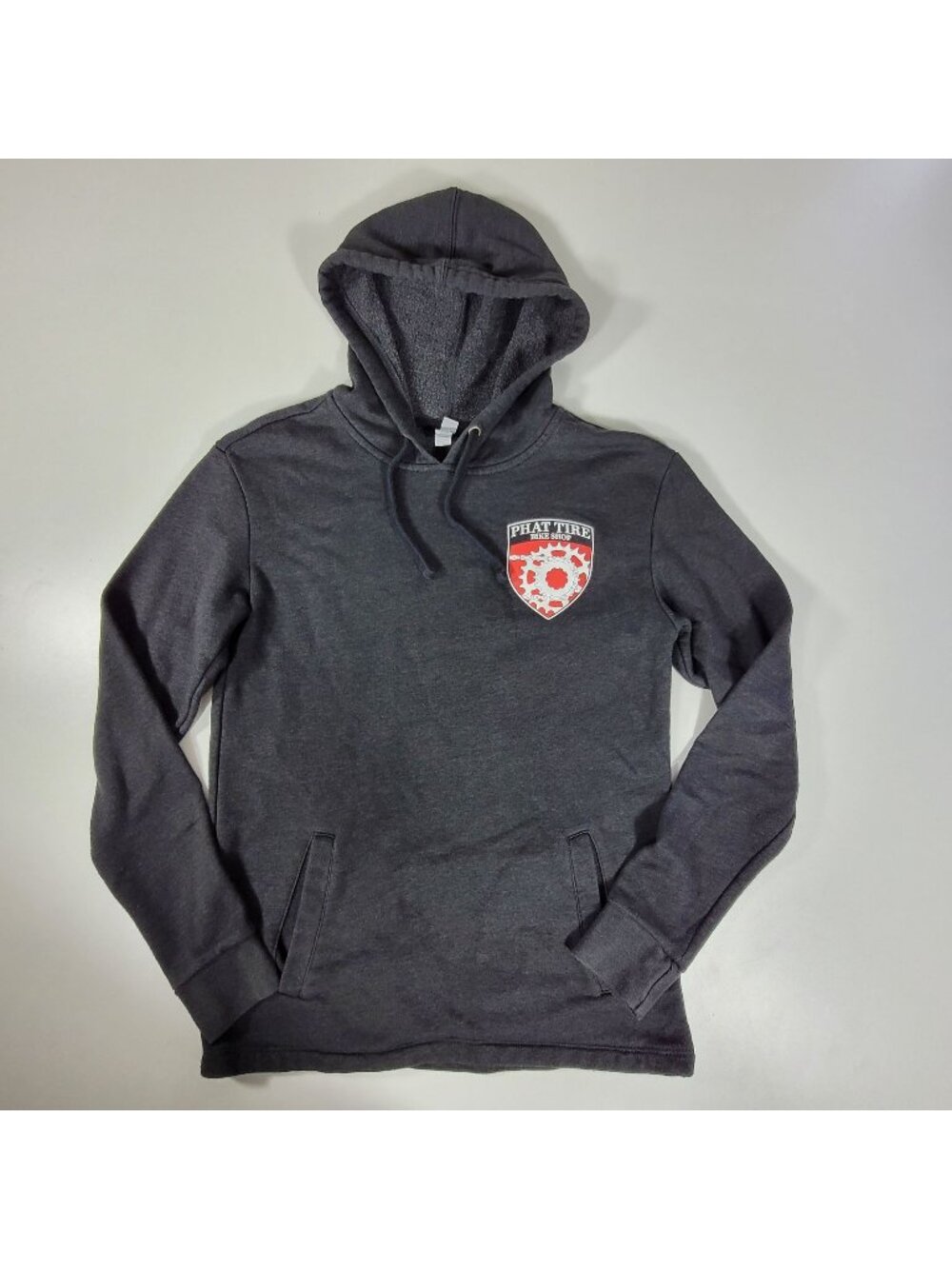 Phat Tire Bike Shop Hoodie NWA Bentonville Arkansas Adult Men's XS Gray Pockets